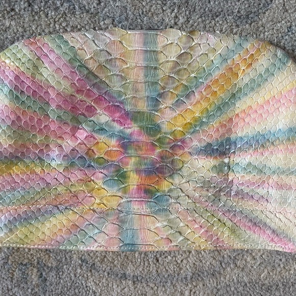 Multi color snake skin clutch new from Stacey Lapidus. - Picture 2 of 7